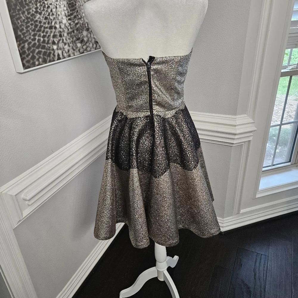 Anthropologie Sachin and Babi Foil Brocade Mini Dress size 8 black and gold - Picture 12 of 16